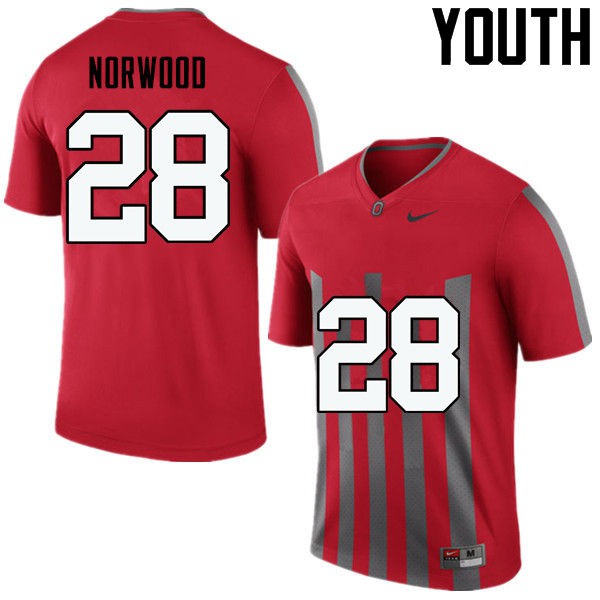 Ohio State Buckeyes #28 Joshua Norwood Youth Stitched Jersey Throwback